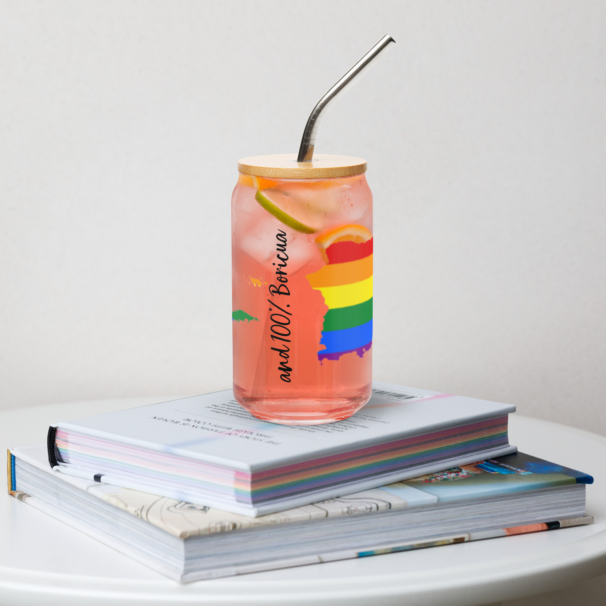 Add a little Boricua to my PRIDE 16.oz Can-shaped glass