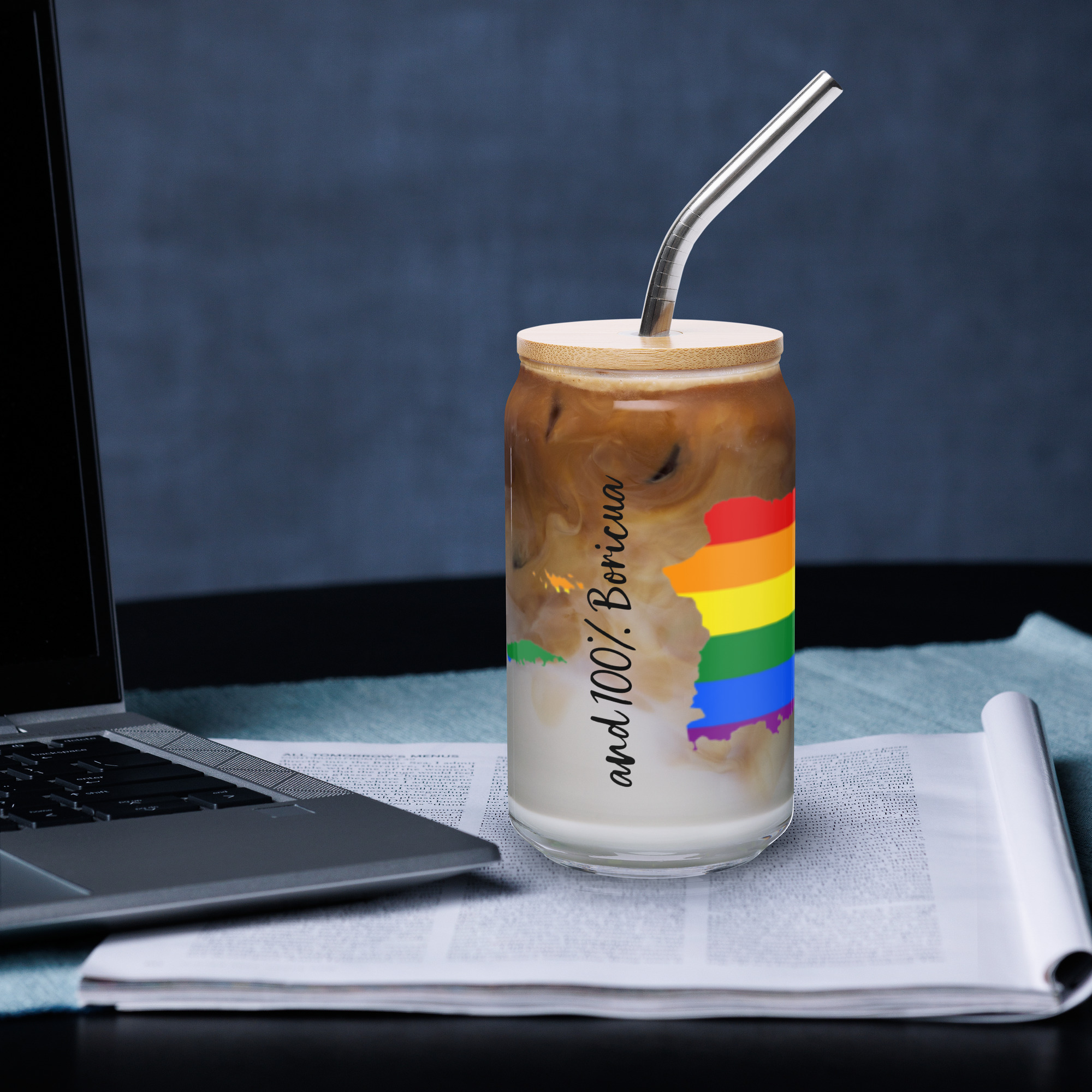 Add a little Boricua to my PRIDE 16.oz Can-shaped glass - Image 4