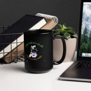 Double Double, Toil and Trouble! Black Glossy Mug