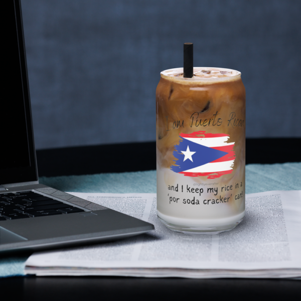"Es'por soda can" 16 oz. can-shaped glass with straw - Image 3